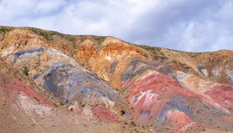 Multi-colored mars rock layers with iron oxide Stock Photos