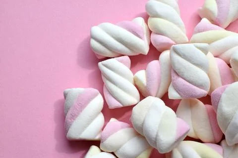 Multi-colored marshmallows. Background or texture of colorful blue and pink.. Stock Photos