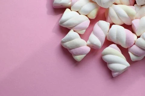 Multi-colored marshmallows. Background or texture of colorful blue and pink.. Stock Photos