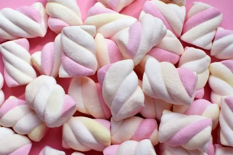 Multi-colored marshmallows. Background or texture of colorful blue and pink.. Stock Photos