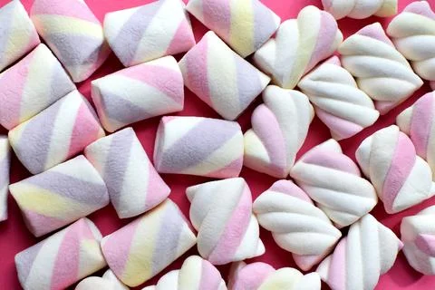 Multi-colored marshmallows. Background or texture of colorful blue and pink.. Stock Photos