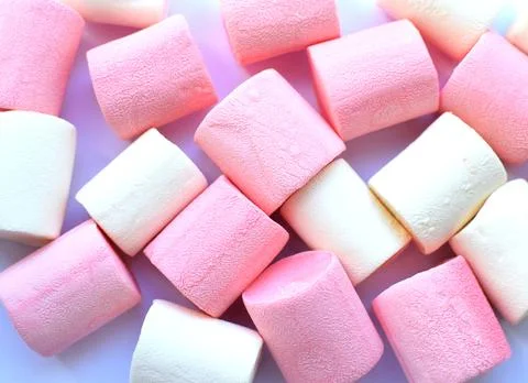 Multi-colored marshmallows. Top view. Background or texture of colorful blue Stock Photos