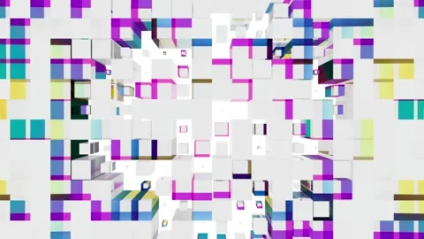 Multi-colored matrix. High tech screensaver for business presentations. Seamless Stock Footage 144099342