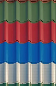 Multi-colored metal shingles Stock Photos