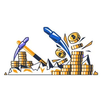 Multi Colored Mining Digital Crypto Concept Illustrazione stock