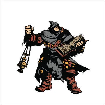 Multi-colored monk pattern with a censer on a white background 库存插图