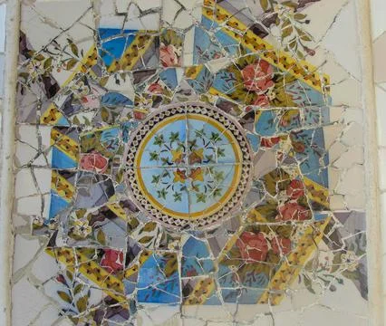 Multi-colored mosaic of tile fragments Stock Photos