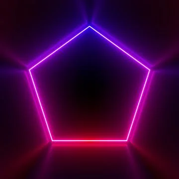 Multi-colored neon lamp on a black background. Halogen light. Simple figure. Illustrazione stock