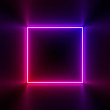 Multi-colored neon lamp on a black background. Halogen light. Simple figure. Stock Illustration