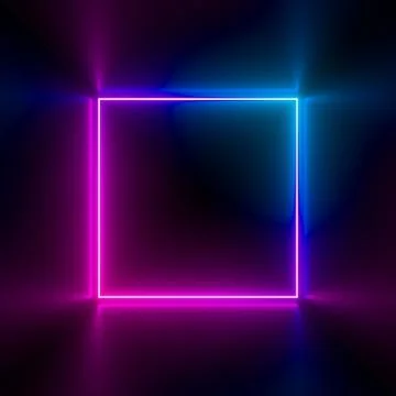 Multi-colored neon lamp on a black background. Halogen light. Simple figure. Stock Illustration