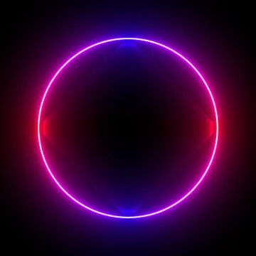 Multi-colored neon lamp on a black background. Halogen light. Simple figure. Stock Illustration