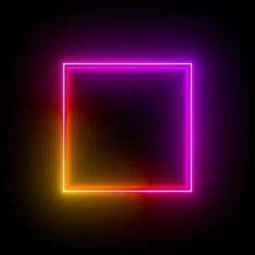Multi-colored neon lamp on a black background. Halogen light. Simple figure. Stock Illustration