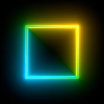 Multi-colored neon lamp on a black background. Halogen light. Simple figure. Stock Illustration