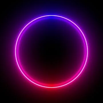 Multi-colored neon lamp on a black background. Halogen light. Simple figure. Stock Illustration