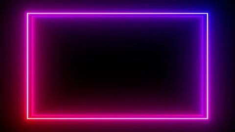 Multi-colored neon lamp on a black background. Halogen light. Simple figure. Stock Illustration