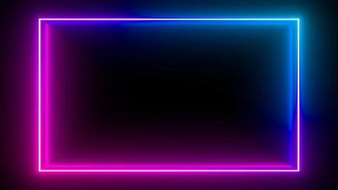 Multi-colored neon lamp on a black background. Halogen light. Simple figure. Stock Illustration