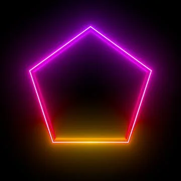 Multi-colored neon lamp on a black background. Halogen light. Simple figure. Stock Illustration