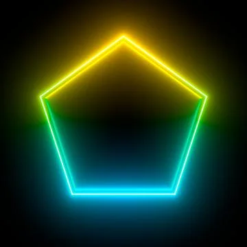 Multi-colored neon lamp on a black background. Halogen light. Simple figure. Stock Illustration