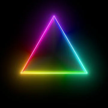 Multi-colored neon lamp on a black background. Halogen light. Simple figure. Stock Illustration