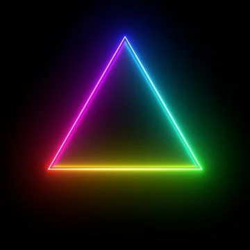 Multi-colored neon lamp on a black background. Halogen light. Simple figure. Stock Illustration