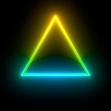 Multi-colored neon lamp on a black background. Halogen light. Simple figure. Stock-Illustration