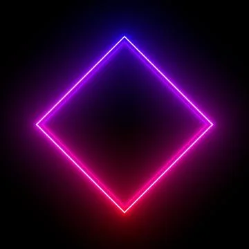 Multi-colored neon lamp on a black background. Halogen light. Simple figure. Stock Illustration
