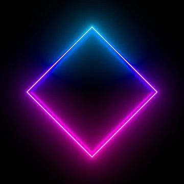Multi-colored neon lamp on a black background. Halogen light. Simple figure. Stock Illustration