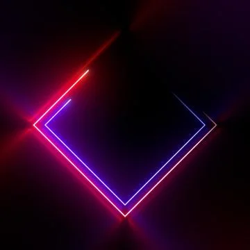 Multi-colored neon lamp on a black background. Halogen light. Simple figure. Stock Illustration