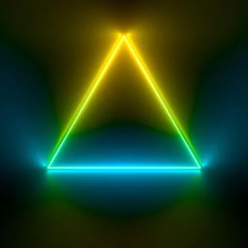 Multi-colored neon lamp on a black background. Halogen light. Simple figure. Stock-Illustration