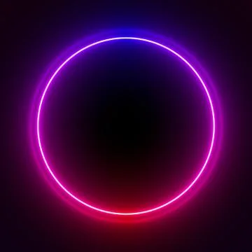Multi-colored neon lamp on a black background. Halogen light. Simple figure. Stock Illustration