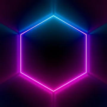 Multi-colored neon lamp on a black background. Halogen light. Simple figure. Stock Illustration