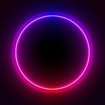 Multi-colored neon lamp on a black background. Halogen light. Simple figure. Stock Illustration