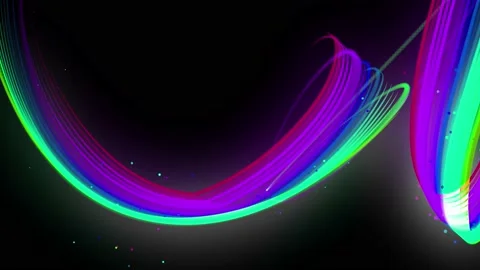 Multi-colored neon lines of ribbon fly in the air, smoothly oscillation and wave Stock-Footage 133216494