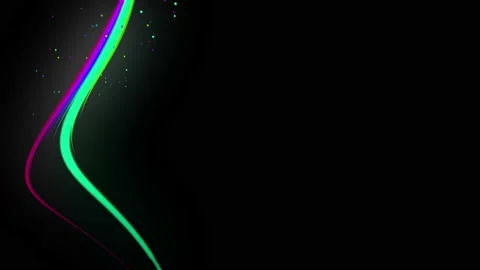 Multi-colored neon lines of ribbon fly in the air, smoothly oscillation and wave Stock Footage 133216821
