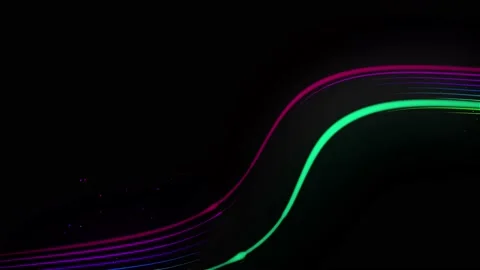 Multi-colored neon lines of ribbon fly in the air, smoothly oscillation and wave Stock Footage 133216874
