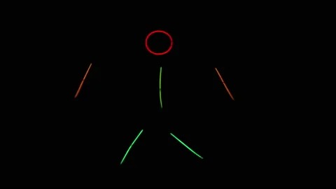 Multi-colored neon man dancing in the dark. Neon stick suit Stock Footage 146984240