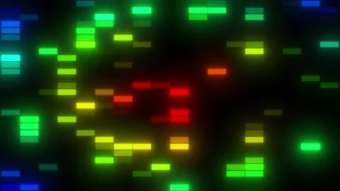 Multi-colored neon rectangles flicker on a black background. Seamless loop. Stock Footage 154209288