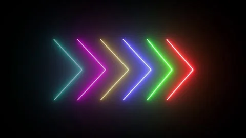 Multi colored neon single-line directional right arrow animation. signal ic.. Stock Footage 296473775