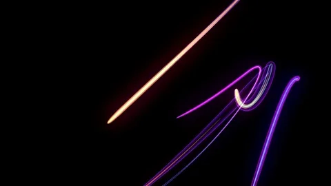 Multi Colored Neon Streamers Over Black Background Stock Footage