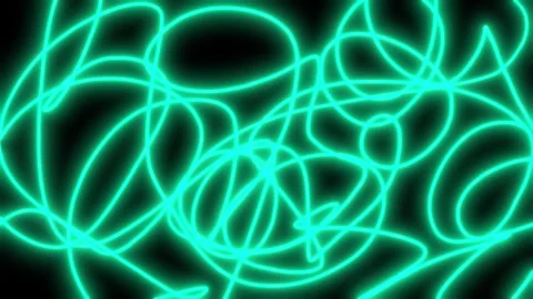 Multi-colored neon tubes change on a black screen. Stock Footage 281954001