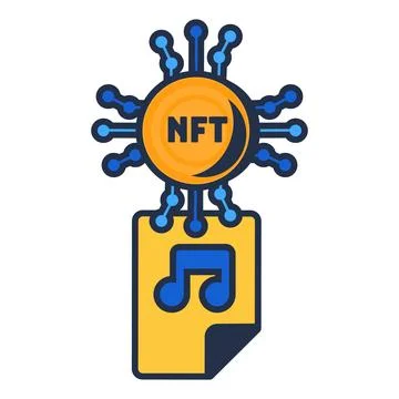 Multi Colored NFT Music File Assigning Icon Stock Illustration