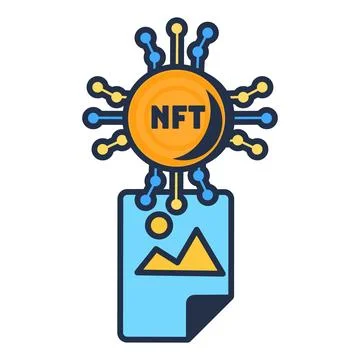 Multi Colored NFT Photo File Assigning Icon 스톡 일러스트