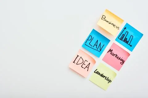 Multi-colored notepapers or postits isolated on white background Stock Photos