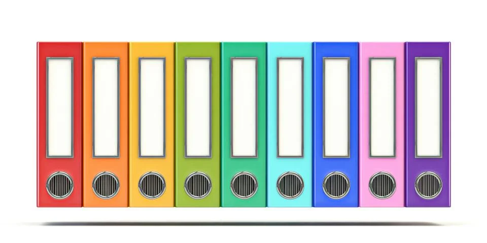 Multi colored office folders 3D Stock Illustration