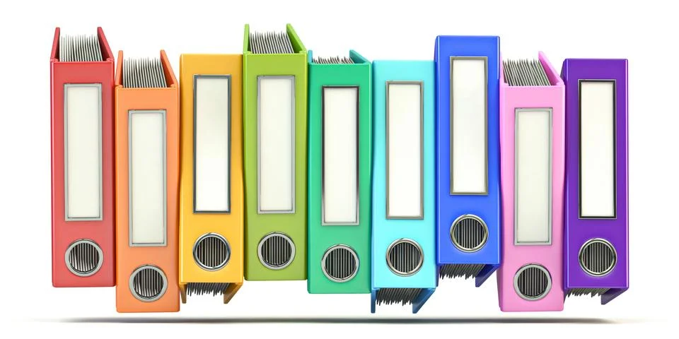 Multi colored office folders bunch 3D Illustrazione stock