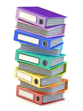 Multi colored office folders pile 3D Stock Illustration