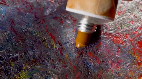 Multi-colored oil paints on an artistic palette. Видео 146385396