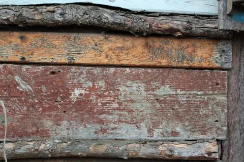 Multi-colored old boards knocked down with nails Stock Photos
