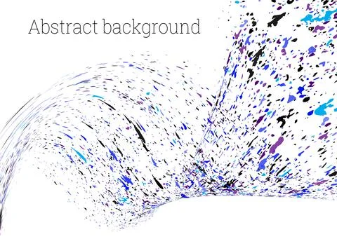 Multi-colored paint splashes, strokes, dust particles, litter blown by the wi Stock Illustration