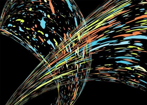 Multi-colored paint splashes, strokes, dust particles, litter blown by the wi Stock Illustration